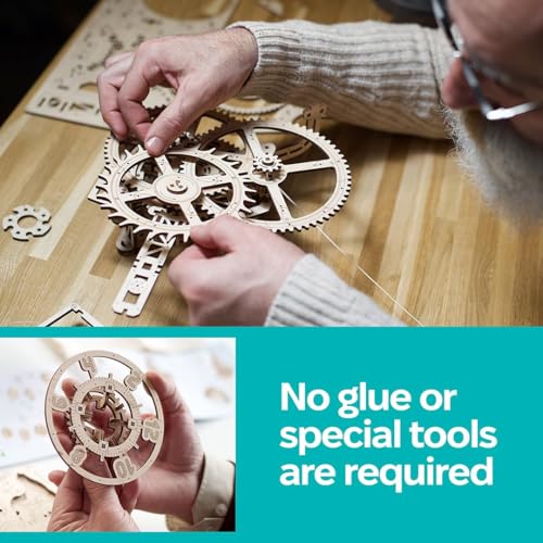 UGEARS Aero Clock Wooden 3D Puzzles for Adults - Mechanical Wooden Model Kits for Adults to Build, Wall Clock 3D Puzzle with Pendulum Model Kit, DIY Miniature Kit Crafts Gift for Fathers Day - style: Aero Clock