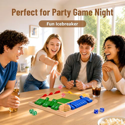 Shut The Box Game,Travel Dice Game for Kids and Adults,2-4 Players Board Game(Spare Dice)
