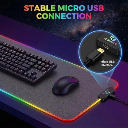 Gimars Large RGB Gaming Mouse Pad, Desk Pad with 12 LED Lighting Modes, Premium Micro-Weave Cloth, 5mm Thickened Mat, Keyboard and Mousepad for Desk, Gaming, Office - color: Black-RGB