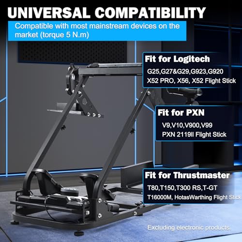 Anman Flight Racing Sim Stand Fit for Logitech G920 X52 G PRO,for Thrustmaster T16000 T248x T80 T300, Flight racing dual-use simulator cockpit, Electronics Not Included