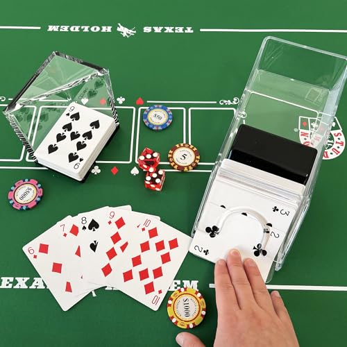 SEETOOOGAMES Blackjack Shoe Discard Tray - Poker Cards Dealing Shoe with Discard Holder - Clear Acrylic Card Dispenser Casino Blackjack Game Accessories - style: 4 DECK