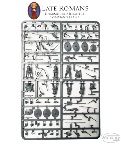 Wargames Delivered - Victrix Late Roman Unarmoured Infantry 28mm Miniature Wargaming with Bonus Miniature STL Download - 36 Plastic Figures with 38 Head Options – Build Arthurians, Byzantines & Goths