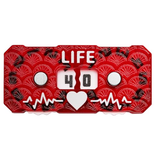 Life Counter Twin Digits Dragon Scale Pattern Designed for cEDH Game and Other MTG Dual Game Fits All TCG, CCG and LCG Made of Premium Acrylic (Red Scale) - color: Red-scale