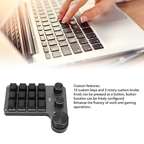 Mechanical Gaming Keyboard, One Handed Macro Mechanical Keyboard, 12 Key 3 Knob Macro Keypad, Custom Programmable Keypad with Red Switch for Game Office (Wired USB), Depisutaexnh7d3s8k-11