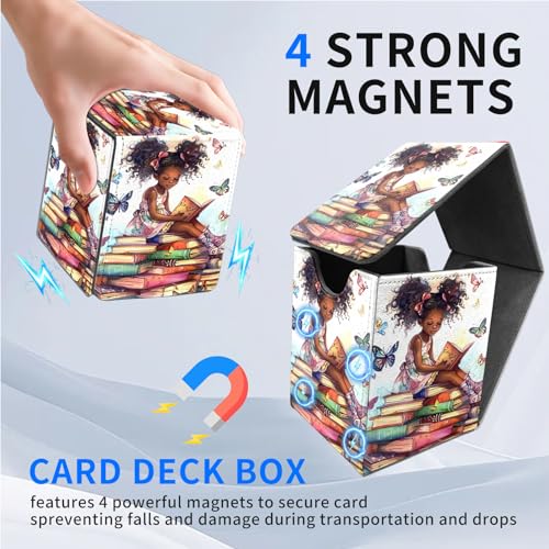 for MTG Deck Box, Commander Deck Case Fits 100 Double Sleeved Cards, PU Leather Storage Box, Compatible with Magic/TCG/PTCG/EDH/Sport Cards,American girl - color: American girl