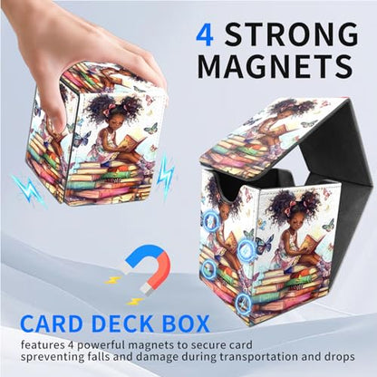 for MTG Deck Box, Commander Deck Case Fits 100 Double Sleeved Cards, PU Leather Storage Box, Compatible with Magic/TCG/PTCG/EDH/Sport Cards,American girl - color: American girl