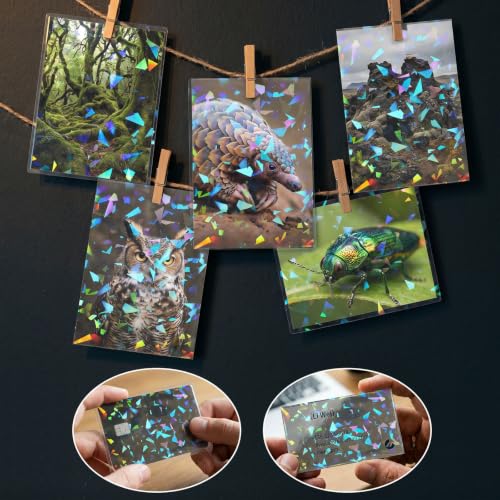 HFATMOS 300 Pcs Photocard Sleeves Laser Flashing Holographic Card Protector | Dustproof Card Sleeves for Mini Photos Credit Name Trading Cards Album Photo Cards, Glass Gemstones Pattern - color: Glass Gemstones Pattern