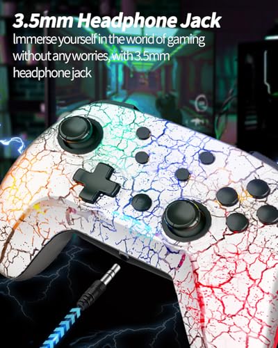 2 Pack Wireless Switch Controller, Compatible with Switch/Switch Lite/OLED/PC, 1000mAh Switch Pro Controller with 9 Color LED, Programmable, Multi-Vibration & Multi-Axis Gyro, Motion, Turbo, Share, Screenshot