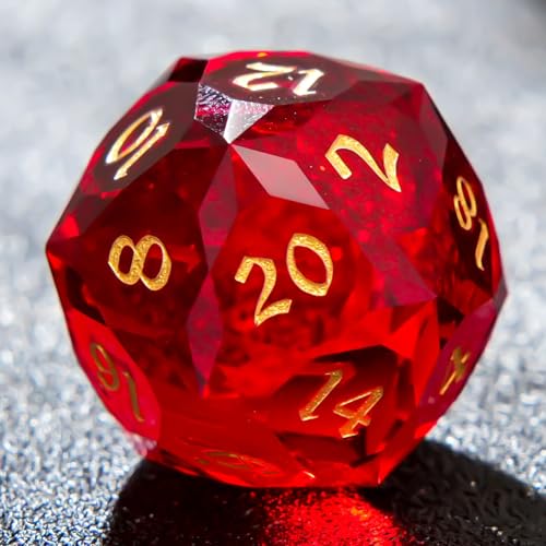 Multifaceted red Glass Crystal DND Dice Set 7 PCS Gemstone Suitable for Dungeons and Dragons RPG Games - color: Red Glass