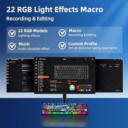 ZORNHER ZH980 Mechanical Keyboard,95% Blue Creamy Keyboard with Number Pad,Van Gogh's Starry Night Dye Sublimation PBT Keycaps,Pre-lubed Silent Switches,Hot-Swappable - color: Van Gogh's Starry Night, size: Silent Switch