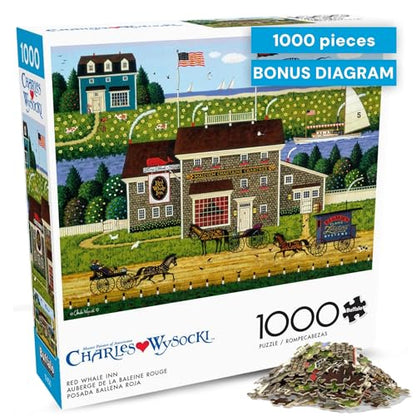 Buffalo Games - Charles Wysocki Red Whale - 1000 Piece Puzzle for Adults | Art by Charles Wysocki, Frameable Art, Made in USA, Recycled Board, Includes Poster, Challenging, intermediate to expert