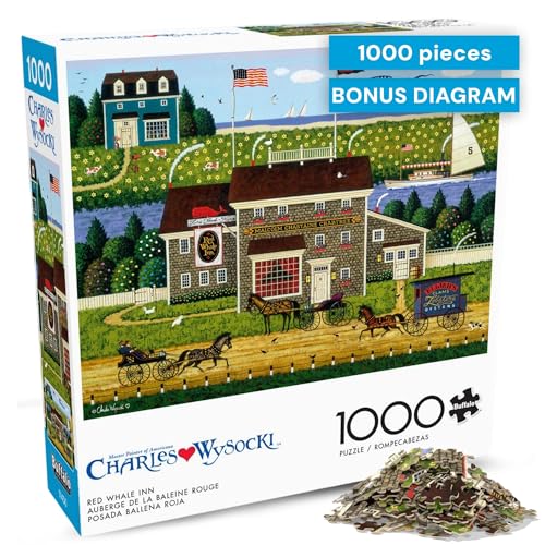 Buffalo Games - Charles Wysocki Red Whale - 1000 Piece Puzzle for Adults | Art by Charles Wysocki, Frameable Art, Made in USA, Recycled Board, Includes Poster, Challenging, intermediate to expert