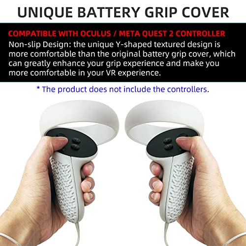 1 Pair Battery Charging Covers Compatible with Oculus / Meta Quest 2 Controller, Replacement Parts Kits Accessories, Anti-Slip Texture Design, Enhanced Hand Feeling - Grey (Same As The Controller)