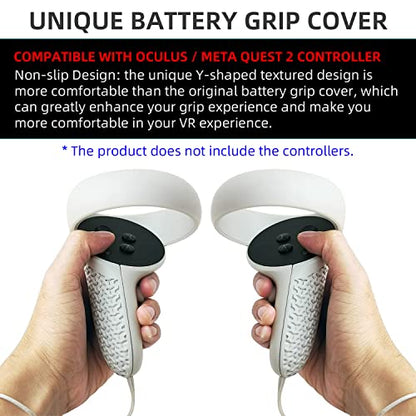 1 Pair Battery Charging Covers Compatible with Oculus / Meta Quest 2 Controller, Replacement Parts Kits Accessories, Anti-Slip Texture Design, Enhanced Hand Feeling - Grey (Same As The Controller)