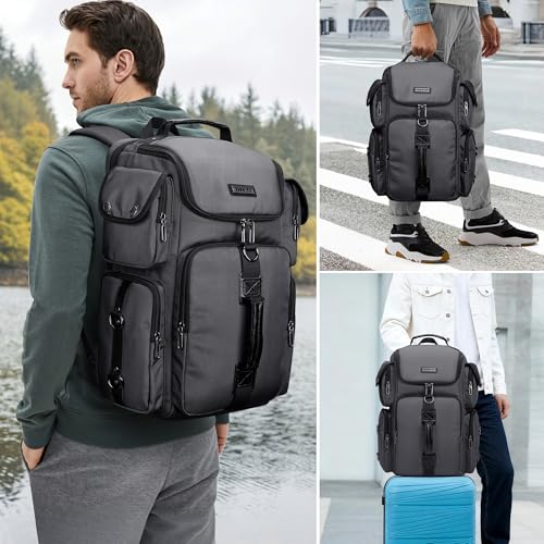 WITZMAN Travel Backpack for Men Carry-on Laptop Backpack | Nylon Luggage Bag Fits 16 Inch for Airline Approved,Multi Pocket, For Traveling,Casual,Commuting, B744 Silvery Grey - color: Upgrade Silvery Grey