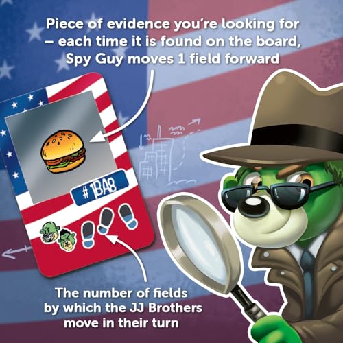 Trefl Spy Guy USA Cooperative Detective Game, Family Board Game, Huge Cartoon Board, US Monuments and Symbols, for Adults and Children Aged 5 and Over
