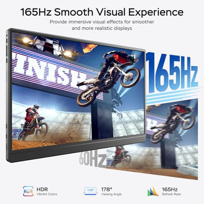 MNN 17.3" QHD 165Hz USB-C HDMI Gaming Monitor | 17.3" QHD 165Hz IPS 100% sRGB, USB-C/HDMI, kickstand, slim metal, travel gaming for PC/Phone/PS5/Xbox. - size: 17.3" 2.5K