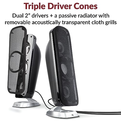 Cyber Acoustics CA-3908 2.1 Multimedia Speaker System with Subwoofer, 92 Watts Peak Power, Deep Bass, Perfect for Music, Movies, and Games on Desktops, Laptops, Consoles