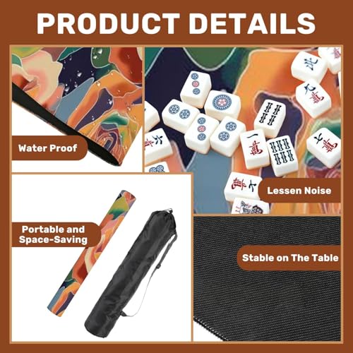 Mahjong Mat 31.5" x 31.5" Artistic Seamless Abstract Flowers Creative Collage Contemporary Non-Slip Noise Reduction Mahjong Tiles Table Cover for Dominoes Poker Card Board and Tile Games - color: Color7