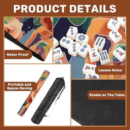 Mahjong Mat 31.5" x 31.5" Artistic Seamless Abstract Flowers Creative Collage Contemporary Non-Slip Noise Reduction Mahjong Tiles Table Cover for Dominoes Poker Card Board and Tile Games - color: Color7
