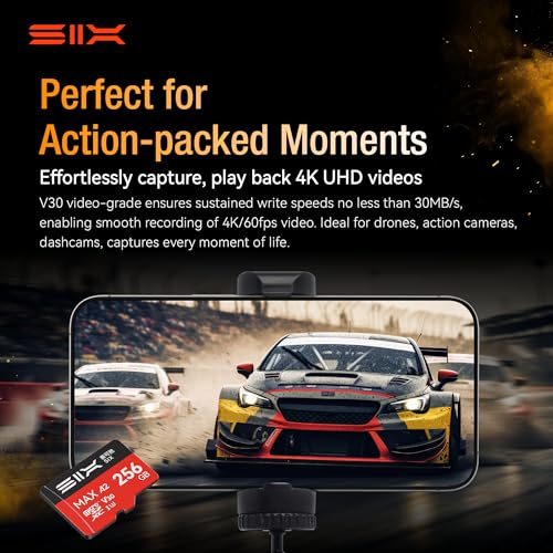 SIX M200 512GB Micro SD Card Read Up to 190MB/s for 4K UHD Continuous Recording - A2, U3, V30 microSDXC Memory Card 512GB with Adapter for Action Cameras, Drones, Gaming Consoles, Dash Cams, Phones - size: 512GB