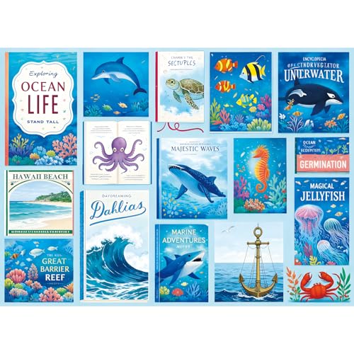 500 Piece Puzzles for Adults, Colorful Ocean Life Jigsaw Puzzles 500 Pieces | Dolphin Sea Turtle Whale Puzzles for Adults 500 Pieces, Sea Animals Jigsaw Puzzle for Adult Seniors, Family Game Gift - style: Ocean Life