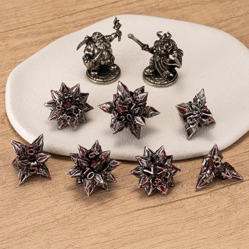 DND Dice Set Metal,Polyhedral D&D Metallic Heterotypic D and D Dice with Cracks for Dungeons and Dragons RPG TTRPG 7-Die Set with Gift (Heterotypic, Heterotypic-Antique Bloodstain) - color: Heterotypic-antique Bloodstain, style: Heterotypic