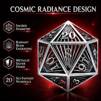 Radiant Array Metal DND Dice Set, 7-Piece Black Red Dice | Solid zinc alloy dice with weighty feel, raised numbers, black red enamel design, and a collector box for RPG play. - color: Black