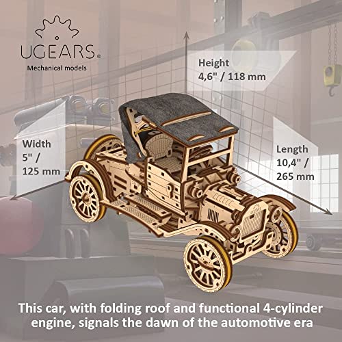 UGEARS Retro Car Model T 3D Wooden Puzzles for Adults - Wooden Model Kits for Adults Model Classic Car Kits Hobbies for Men Models for Adult to Build Brain Teaser, Hobby Set - style: Retro Car Model T