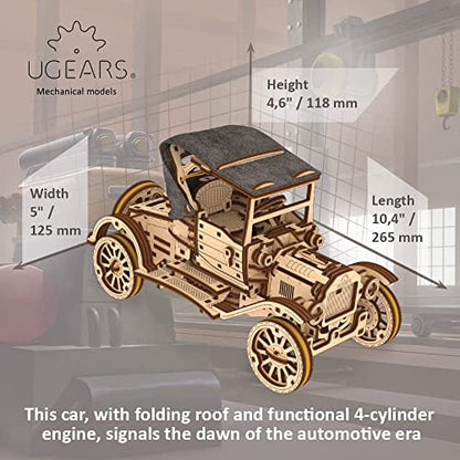 UGEARS Retro Car Model T 3D Wooden Puzzles for Adults - Wooden Model Kits for Adults Model Classic Car Kits Hobbies for Men Models for Adult to Build Brain Teaser, Hobby Set - style: Retro Car Model T