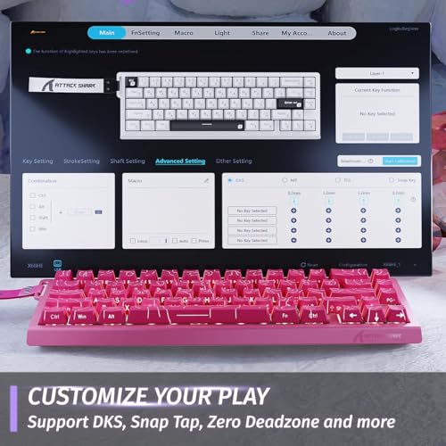 ATTACK SHARK X68HE RT Mechanical Gaming Keyboard 60% Wired TKL-Rose Contour | Adjustable Actuation,Hall Effect Magnetic Switch,8KHz Polling Rate,RGB Backlit,Top Mount,Side Printed Keycap for PC Mac Gamer - color: Rose Contour, size: Keyboard