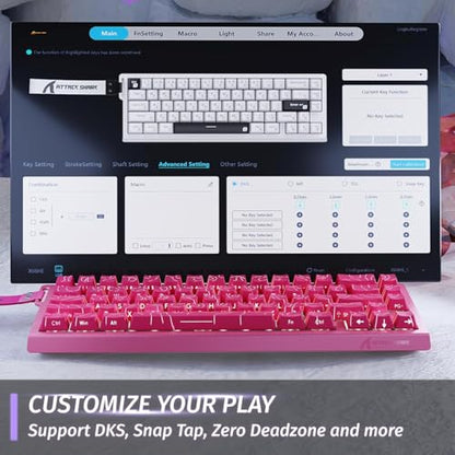 ATTACK SHARK X68HE RT Mechanical Gaming Keyboard 60% Wired TKL-Rose Contour | Adjustable Actuation,Hall Effect Magnetic Switch,8KHz Polling Rate,RGB Backlit,Top Mount,Side Printed Keycap for PC Mac Gamer - color: Rose Contour, size: Keyboard