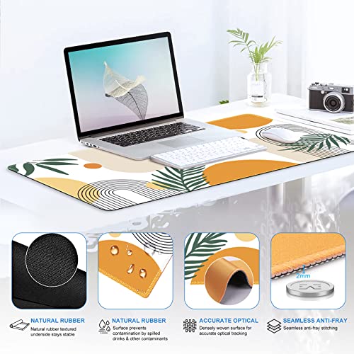 iCasso Mouse Pad and Keyboard Wrist Rest Set, 4in1 XXL Large Mousepad +Keyboard Pad+Mouse Wrist Rest+Coaster with Wrist Support, Ergonomic Desk Pad Mat for Home Office Table Computer-Elm Leaf - color: Elm Leaf