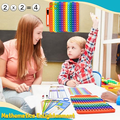 Multiplication Flash Cards + Fingertip Bubbles Toy | Interesting Multiplication Math Combination, Math Games for Children Aged 3 + - style: Multiplication