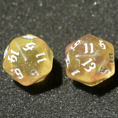 10PCs D20 Polyhedral Dice Set 22mm for DND RPG MTG Dungeons and Dragons Dice (Purple + Gold) - color: Purple + Gold