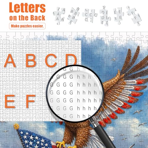 American Flag Eagle Puzzles for Adults 500 Pieces, 18.1"x18.1" | USA Patriotic Jigsaw Puzzle, Letters on Back, Reference Poster Included, Family Challenging Funny Perfect for Game Nights - color: Flag & Eagle