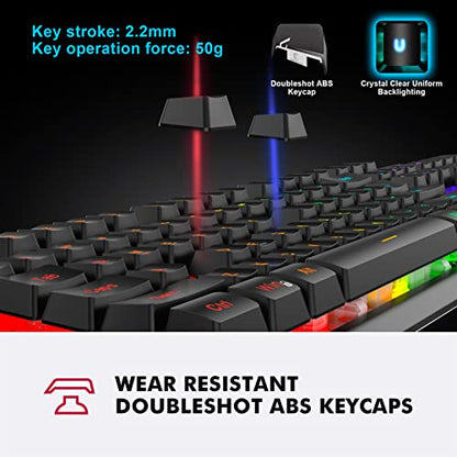 NPET K10V3 Wired Gaming Keyboard and Mouse Pad, RGB 10 Zone Backlit, Spill-Resistant Design, Quiet Silent USB Membrane Keyboard and Wrist Support for Desktop, Computer, PC
