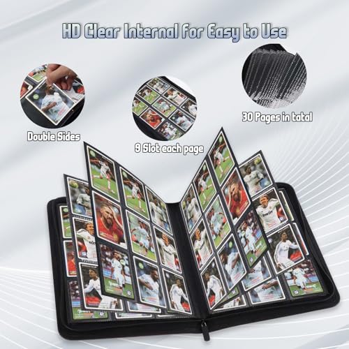 Trading Card Binder, Premium 9 Pocket Double Sided 540 Pocket PU Card Collection Binder, Collectible Trading Card Albums for MTG, TCG, Sport Card, Game Cards (Black) - color: Black