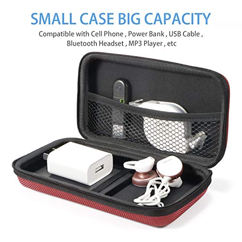 Hard EVA Protective Case, Portable Storage Bag with Mesh Pocket | Fits Power Bank, Hard Drive, Cell Phone, Charging Cable, External Battery, Travel Organizer, Zipper - color: Black, red and blue