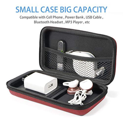 Hard EVA Protective Case, Portable Storage Bag with Mesh Pocket | Fits Power Bank, Hard Drive, Cell Phone, Charging Cable, External Battery, Travel Organizer, Zipper - color: Black, red and blue