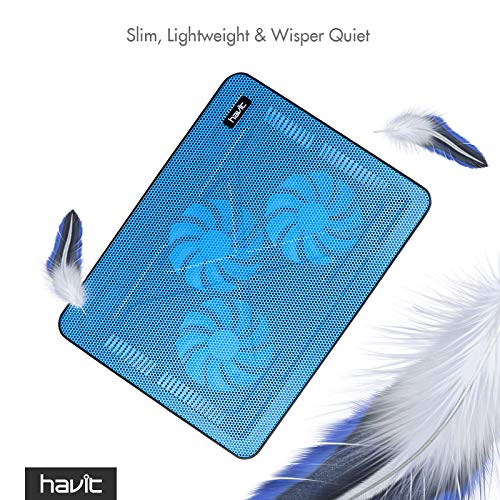 Havit HV-F2056 15.6-17 Inch Laptop Cooler Cooling Pad - Slim Portable USB Powered (3 Fans) (Blue) - color: blue