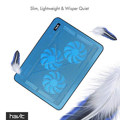 Havit HV-F2056 15.6-17 Inch Laptop Cooler Cooling Pad - Slim Portable USB Powered (3 Fans) (Blue) - color: blue