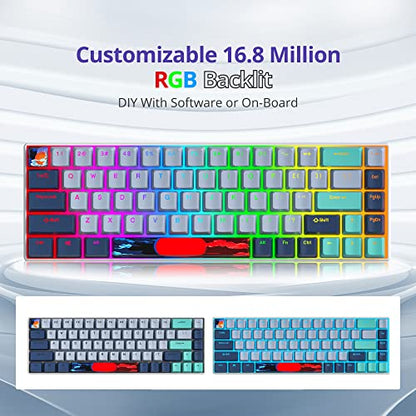 Owpkeenthy 65 Percent Mechanical Gaming Keyboard Hammerhead Shark with Red Switch Ultra Compact RGB Wired 60% Gaming Keyboard N-Key Rollover for PC Gamer Box PS - color: Hammerhead Shark/ 68 Red Switch