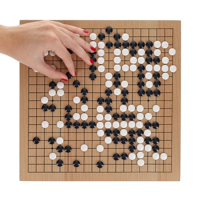 WE Games Go Game Set 12 Inch - Traditional Go Set with Pull-Out Storage Drawers, Portable Wood Veneer Goban, Strategy Board Games for Adults, Go Board Game