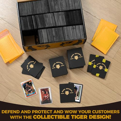510 Pack Ding Defend Trading Card Shipping Protectors Hard Plastic Card Slab - Tiger Design Card Guard for Collectible Cards, Card Mailing Supplies & Hobby Supplies - 3.5 x 4.5 Inches, Packaging Pads