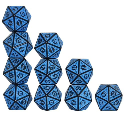 SmartDealsPro 10-Pack Retro 26mm Large 20 Sided Dice D20 Polyhedral Dice for DND RPG MTG Table Game(Retro Blue) - color: Retro Blue