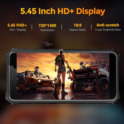 FOSSIBOT F101P Rugged Call Phone，Android 13 7GB+64GB /1TB Rugged Smartphone 10600mAh Unlocked Phone 123dB Loud Volume Phone 5.45" 24MP+8MP Camera Waterproof Smartphone 4G Dual SIM OTG Octa-core 18W - color: Black