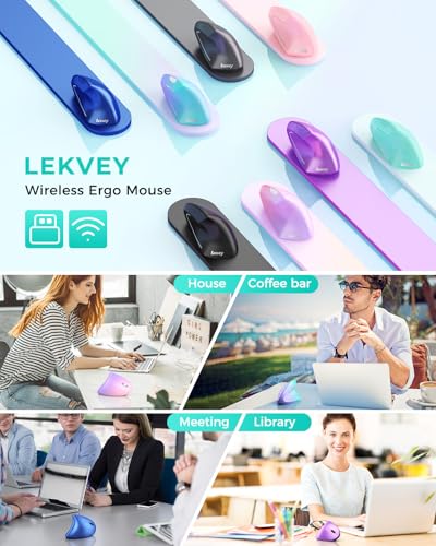 Lekvey Ergonomic Mouse, Vertical Wireless Mouse Rechargeable 2.4 GHz Optical Carpal Tunnel Mouse : 800/1200 / 1600 DPI, 6 Buttons, for Laptop, PC, Mac, Computer, Desktop, Notebook etc, Green - color: Green