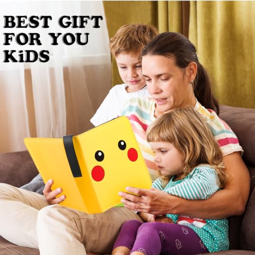 4 Pockets Trading Card Binder, 400 Card Holders with 50 Removable Sleeves, Portable Card Binder Album with zipper, Card holder Book for Game, Sport Collection (Bright yellow) - color: Bright yellow