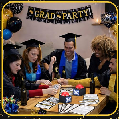 Shappy 25 Pcs Graduation Friendly Feud Game with 2 Answer Buzzers, Graduation Trivia Game Feud Card Festival Guessing Holiday Activity for Class School Team Groups Party